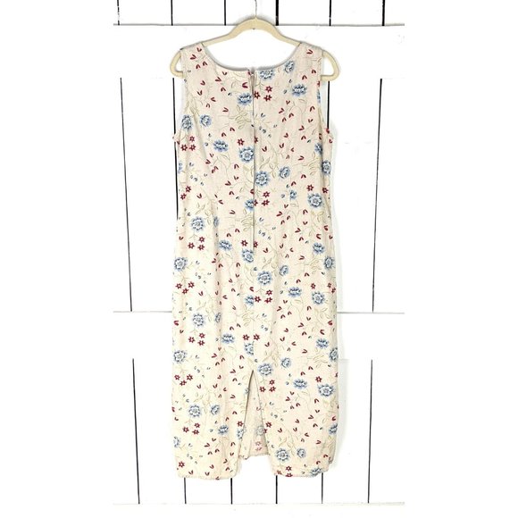 90s vintage Bobbie Brooks floral sleeveless long column dress large 12/14 - Picture 4 of 5